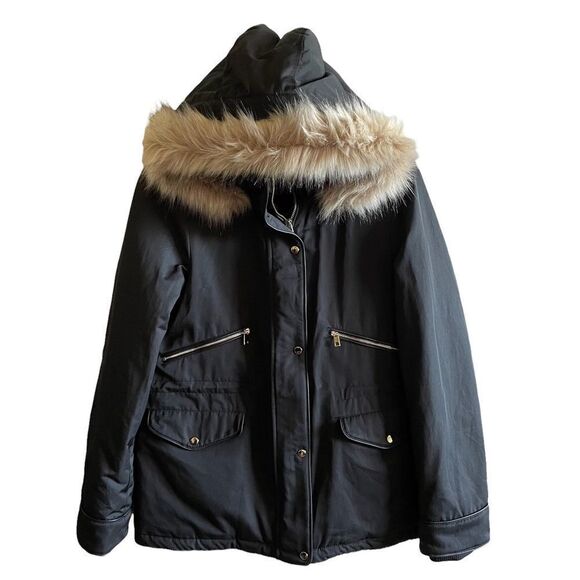 Zara ~ trf outerwear ~ Women’s Black Puffer Jacket ~ Fur Trimmed Hood ~ size Sm - Picture 3 of 16